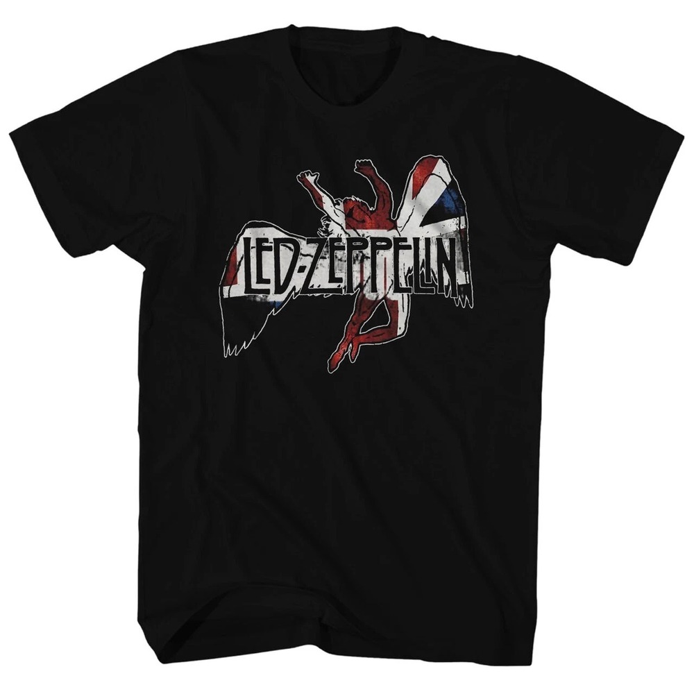 Led Zeppelin Icarus Flag T Shirt Mens Rock And Roll Music Classic Band Tee Black